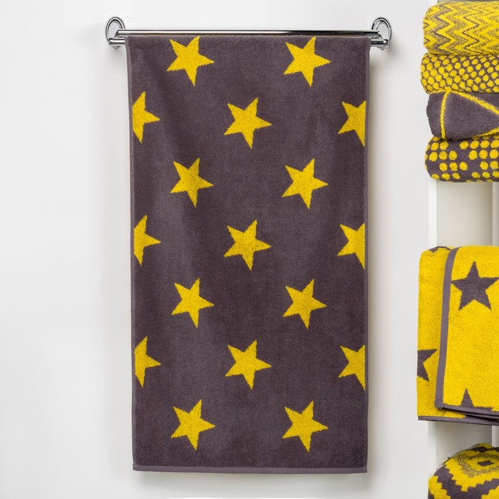 Полотенце махровое "Этель" Звезды цвет жёлтый, 70х130 см, 100% хл, 420 гр/м2