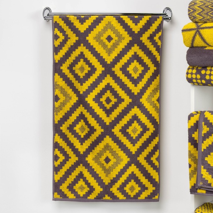 Полотенце махровое "Этель" Пэчворк цвет жёлтый, 70х130 см, 100% хл, 420 гр/м2