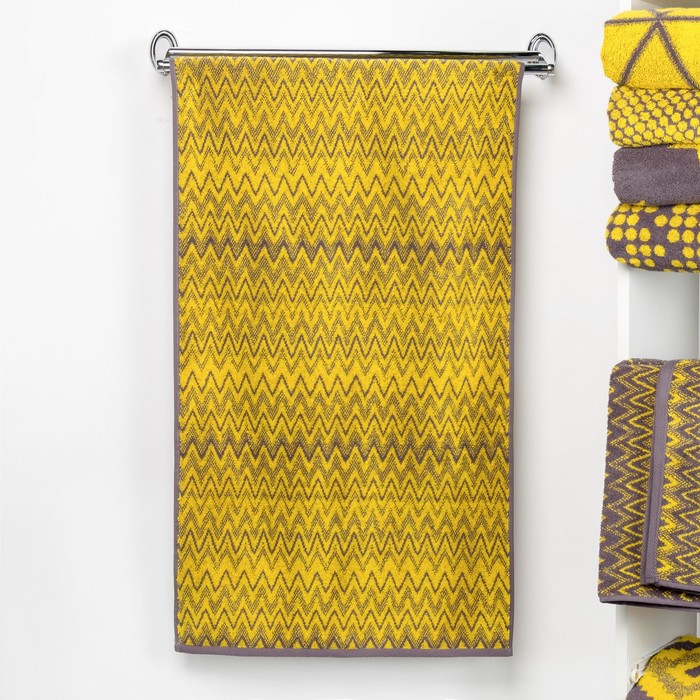Полотенце махровое "Этель" Зигзаги цвет жёлтый 50х90 см, 100% хл, 420 гр/м2