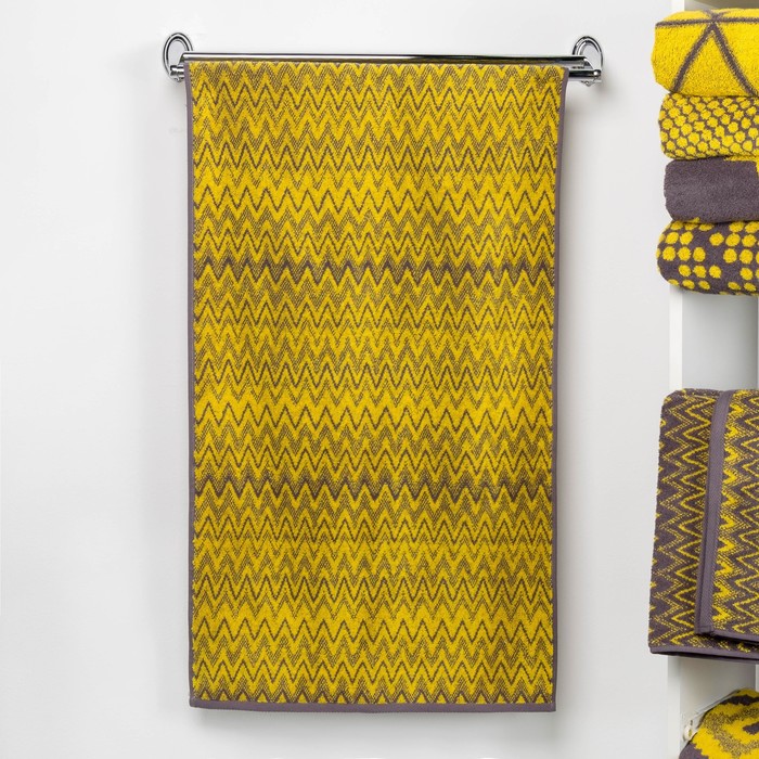 Полотенце махровое "Этель" Зигзаги цвет жёлтый, 70х130 см, 100% хл, 420 гр/м2