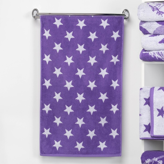 Полотенце махровое "Этель" Звездопад, цвет ультрафиолет, 70х130 см, 100% хл, 420 г/м²