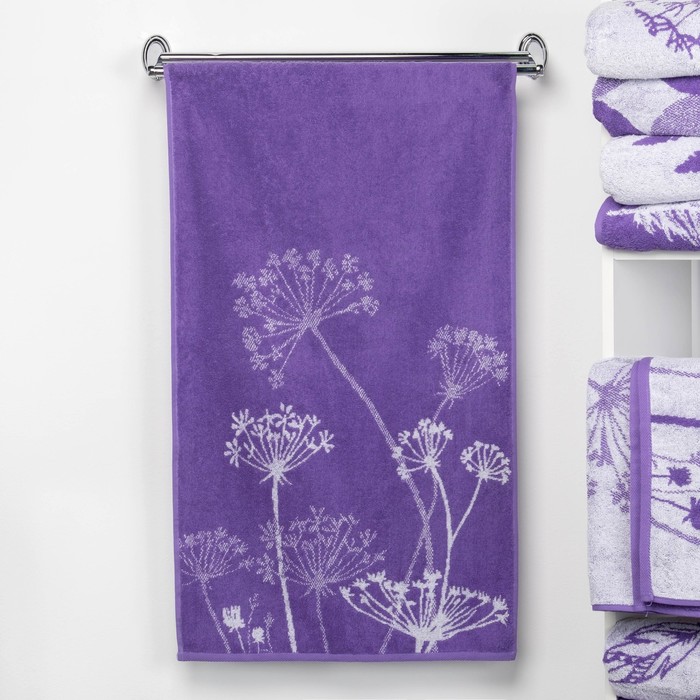 Полотенце махровое "Этель" Зонтики, цвет ультрафиолет, 70х130 см, 100% хл, 420 г/м²