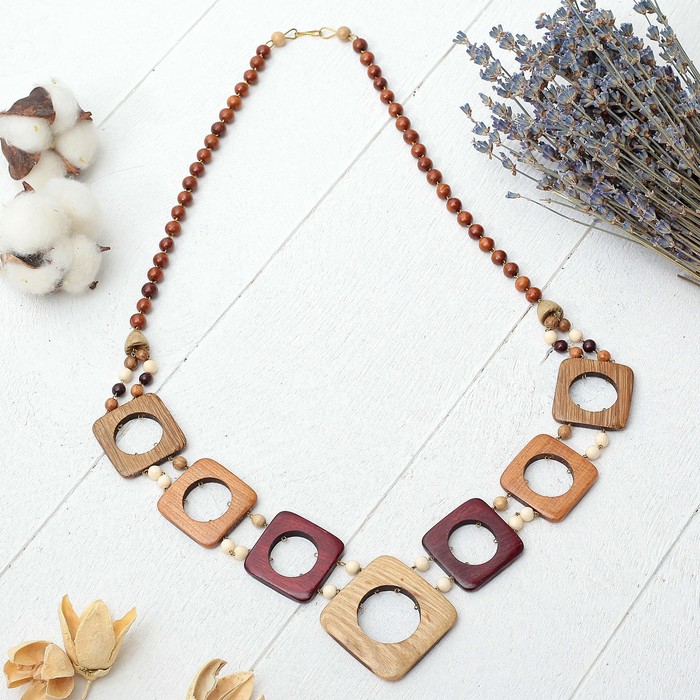 Колье ручная работа, деревянное "Румба"