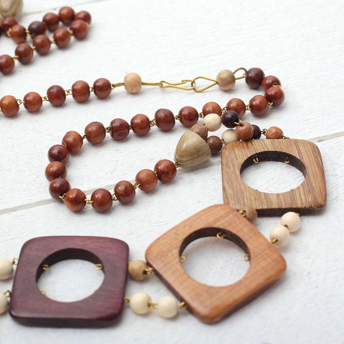 Колье ручная работа, деревянное "Румба"