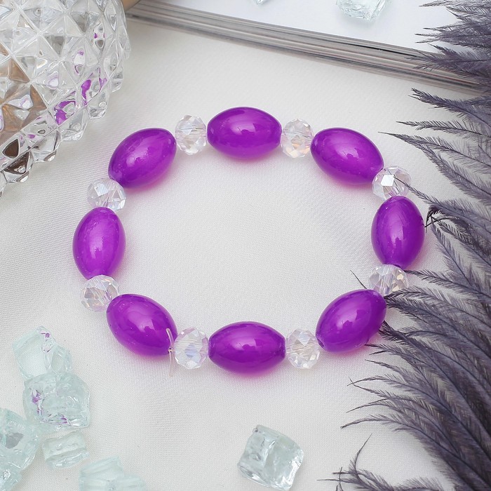 Браслет "Агат с хрусталем" рис, цвет фиолетовый