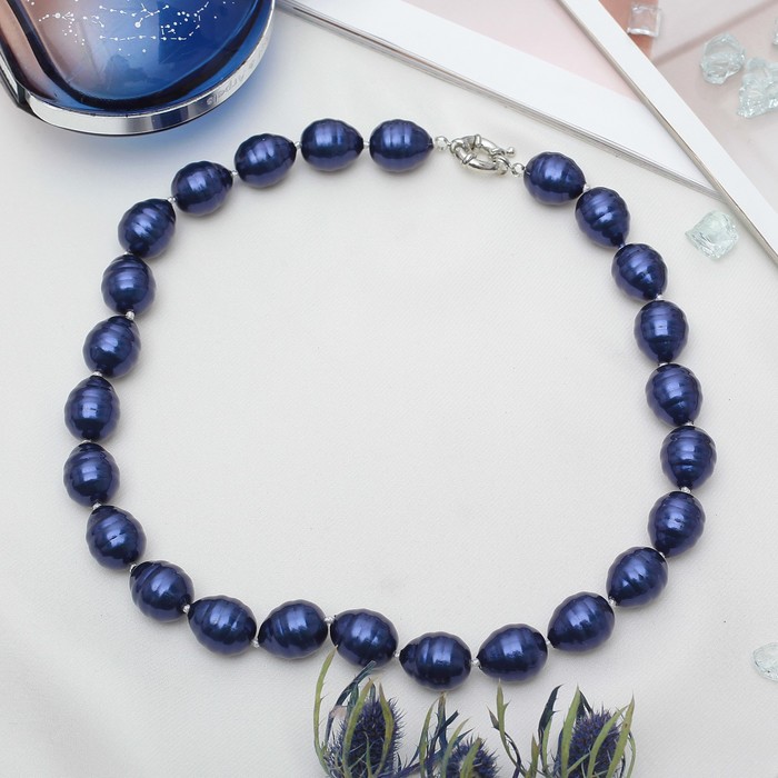 Бусы "Майорка" капля рифленая, цвет темно-синий, 45см