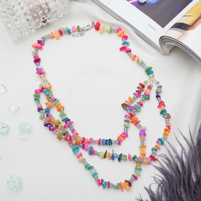 Бусы 3 яруса крошка "Перламутр", цветные