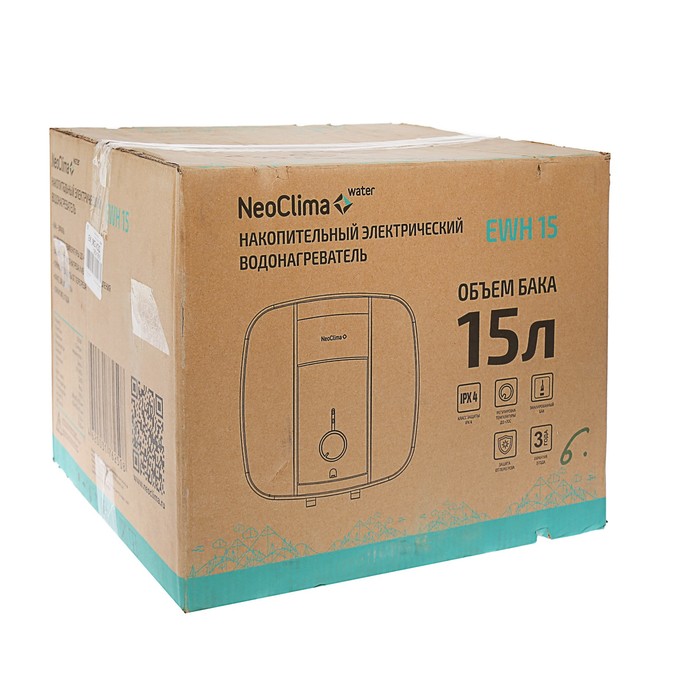 Водонагреватель Neoclima EWH 15, накопительный, 15 л, 2500 Вт, эмаль, белый