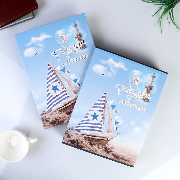 Фотоальбом на 100 фото 10х15 см "Парусник" в коробке МИКС 29,7х22,5х6 см