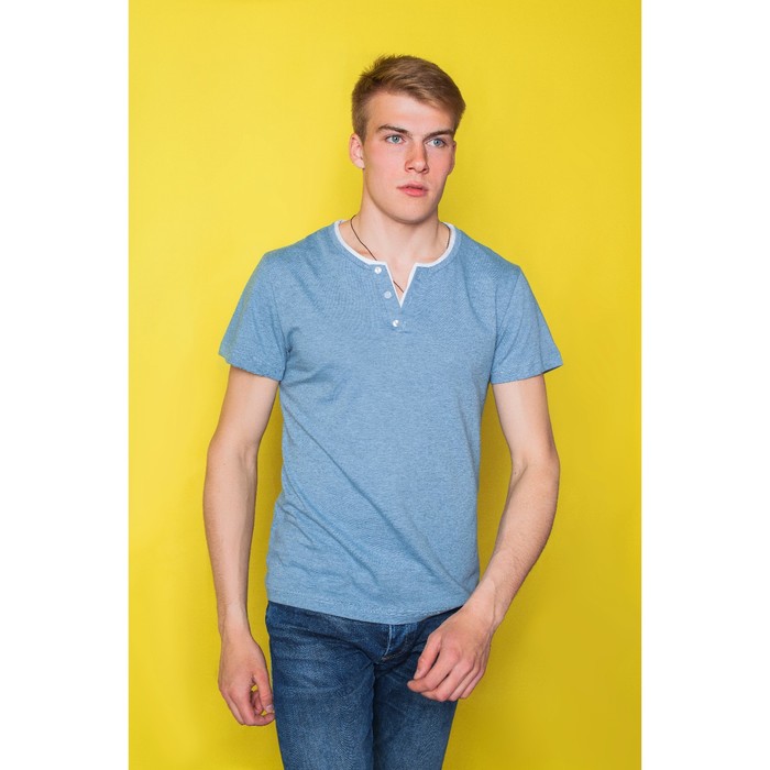 Футболка мужская MINAKU, v вырез, размер 50, цвет голубой