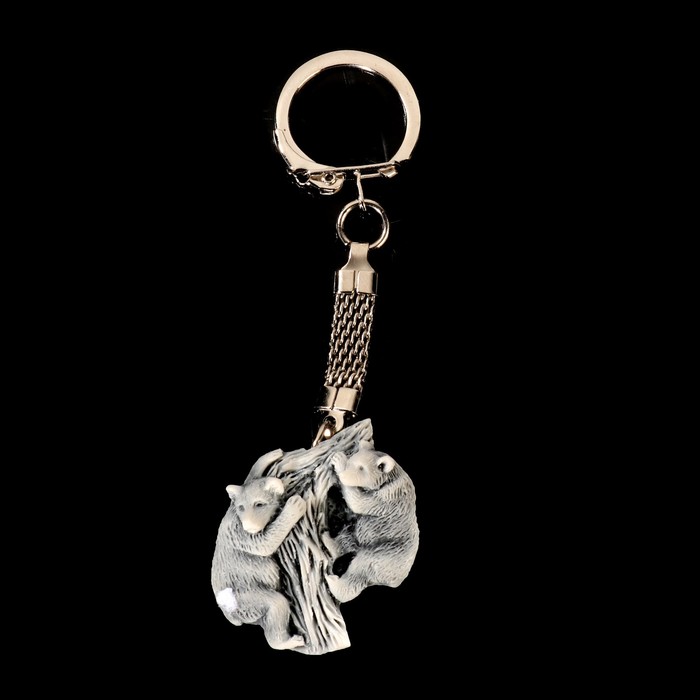 Брелок "Два медвежонка на дереве (барельеф)" 3,1 см