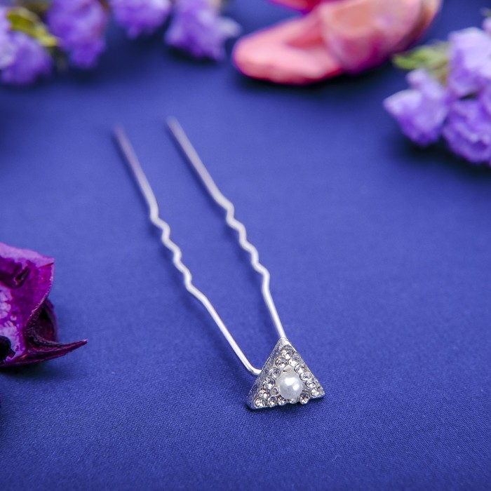 Шпилька для волос "Эста" 1 см треугольник с жемчужинкой