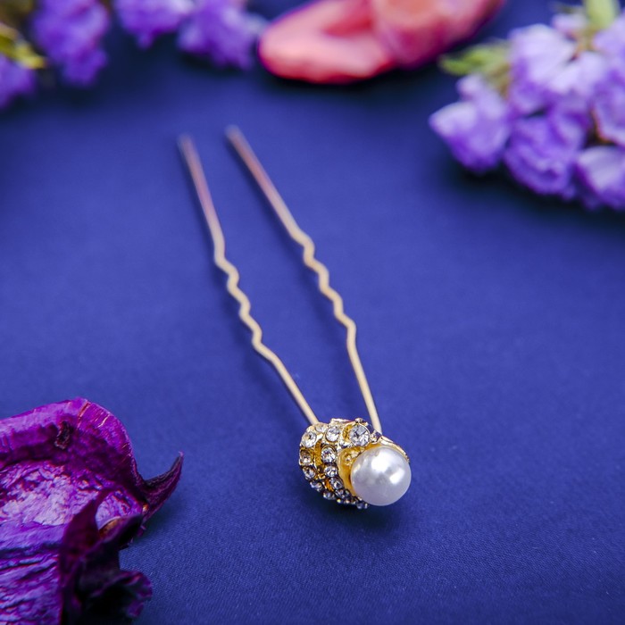 Шпилька для волос "Эста" 1 см дуга с жемчужиной