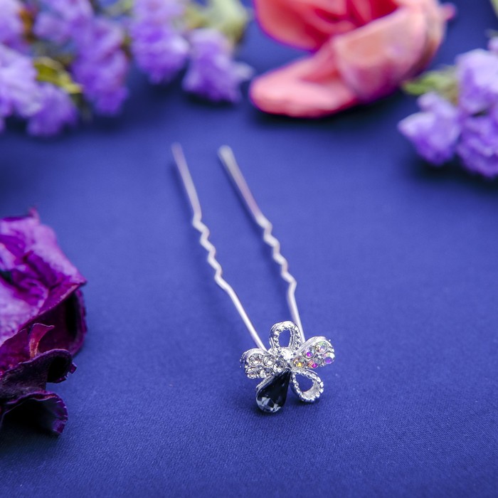 Шпилька для волос "Гера" 1,1 см цветок из страз