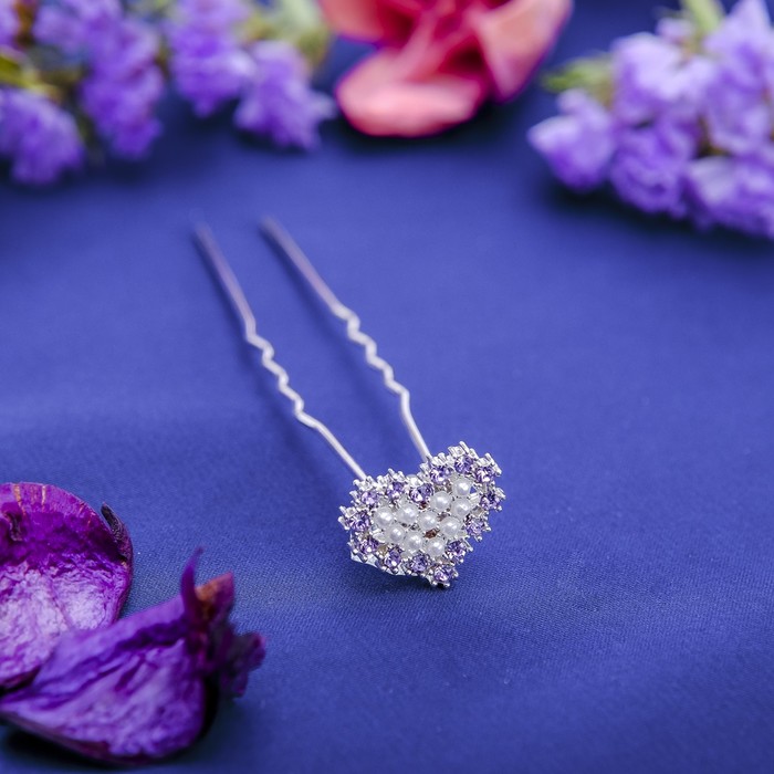 Шпилька для волос "Агора" 1,3 см сердце жемчужины