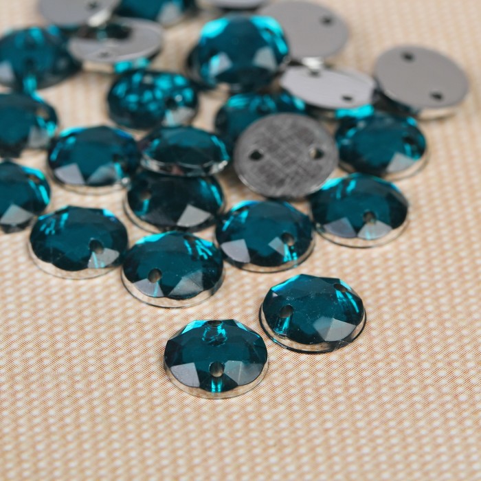 Стразы пришивные "Круг", d=8мм, 40±3шт, цвет бирюзовый