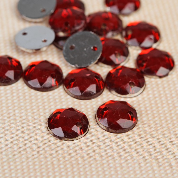 Стразы пришивные "Круг", d=8мм, 40±3шт, цвет бордовый