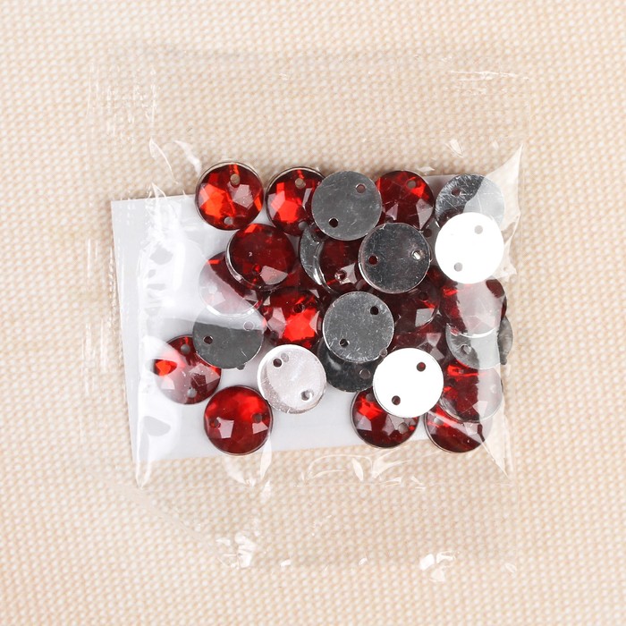 Стразы пришивные "Круг", d=8мм, 40±3шт, цвет бордовый