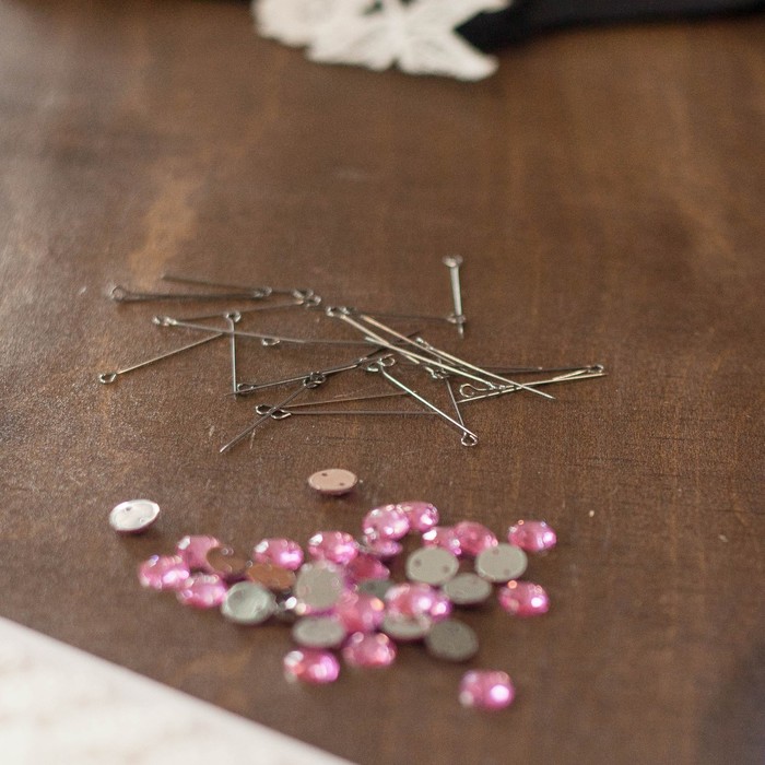 Стразы пришивные "Круг", d=8мм, 40±3шт, цвет розовый