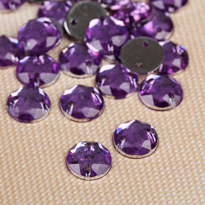 Стразы пришивные "Круг", d=8мм, 40±3шт, цвет сиреневый