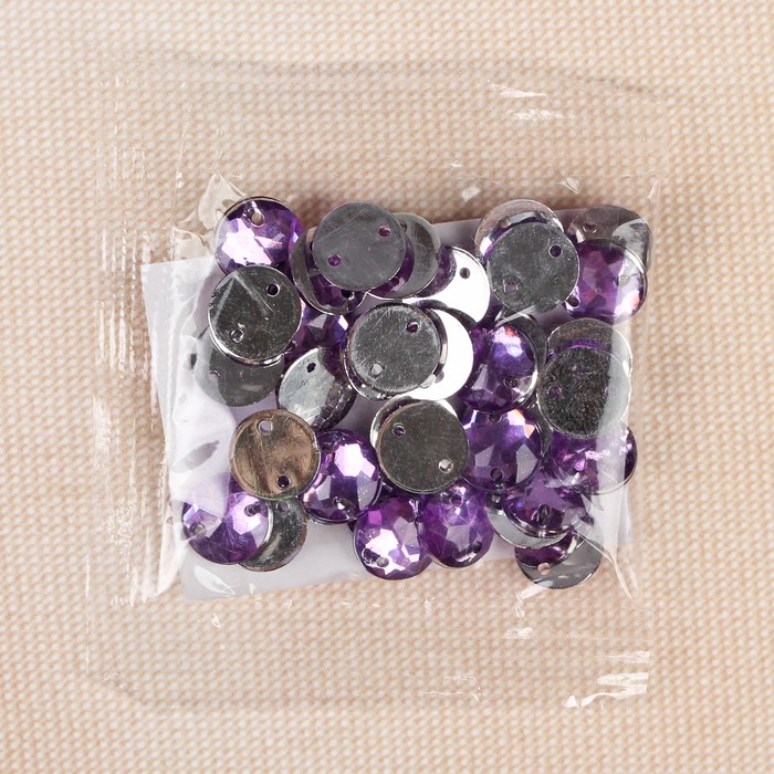 Стразы пришивные "Круг", d=8мм, 40±3шт, цвет сиреневый