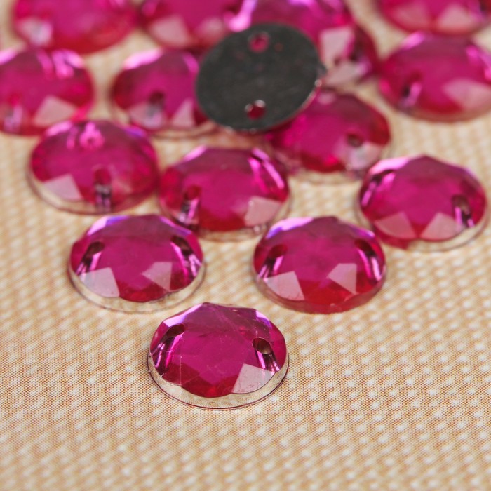 Стразы пришивные "Круг", d=8мм, 40±3шт, цвет малиновый