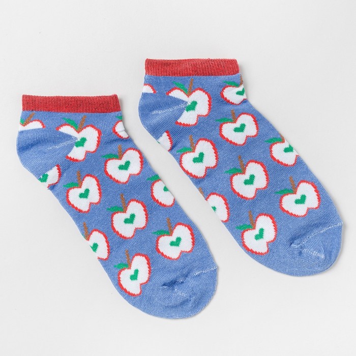 Носки женские "Яблоки", цвет синий, размер 23-25