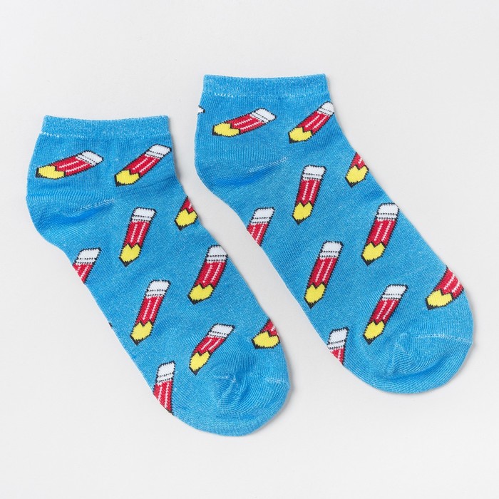 Носки женские "Карандаши", цвет голубой, размер 23-25