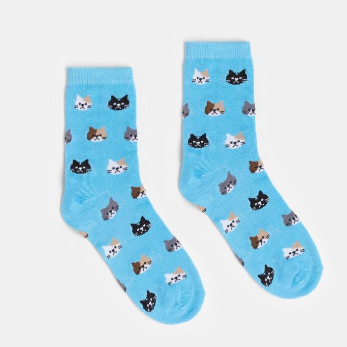 Носки женские Fw-444-L-6 "Котики" цвет мятный, р-р 23-25