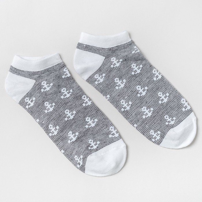 Носки женские Fw-488-S-2 "Якоря" цвет белый/чёрный, р-р 23-25