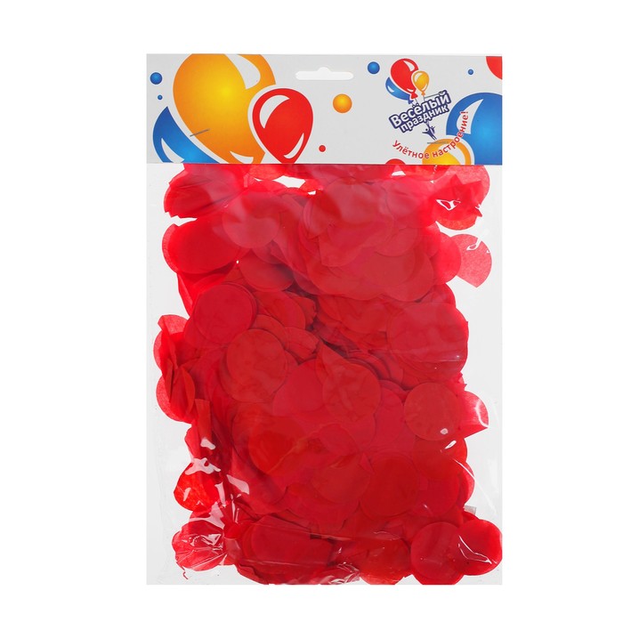 Наполнитель для шара "Конфетти круги" 2,5 см, тишью, 50 г, цвет красный