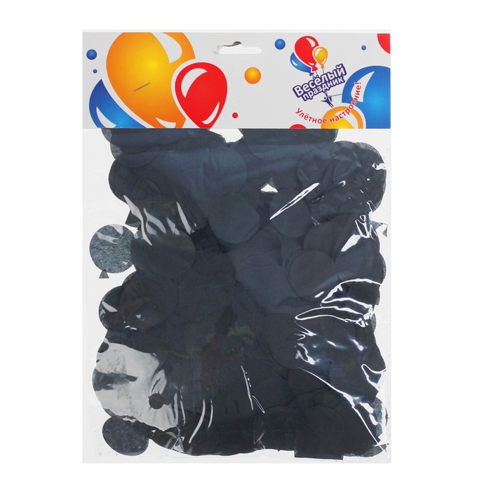 Наполнитель для шара "Конфетти круги" 2,5 см, тишью, 50 г, цвет черный