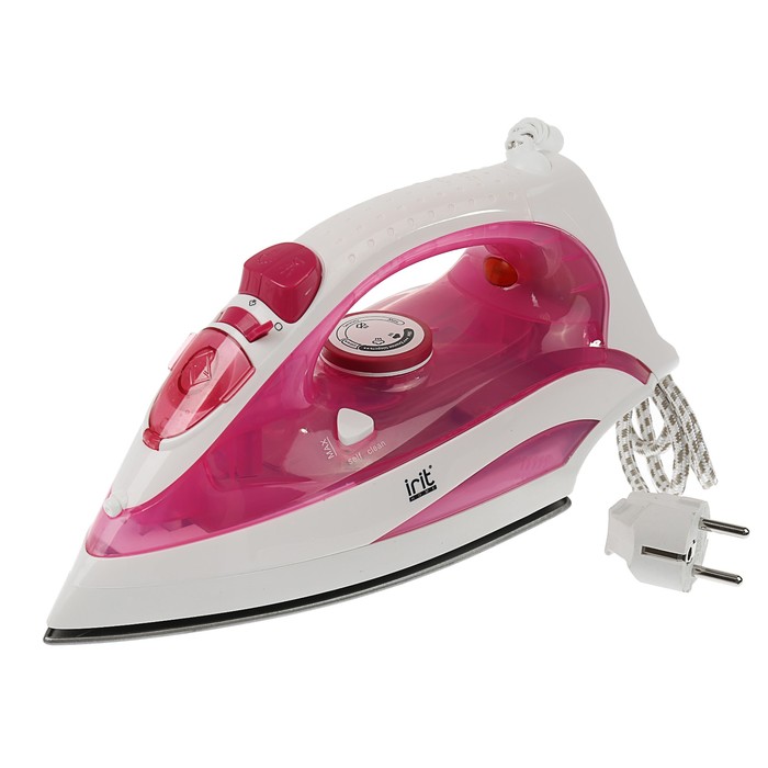 Утюг Irit IR-2230, 2000 Вт, тефлоновая подошва, бело-розовый