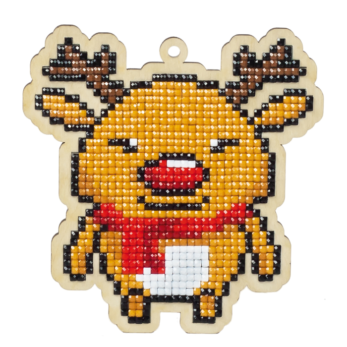 Алмазная мозаика-подвеска "Зимний олень"