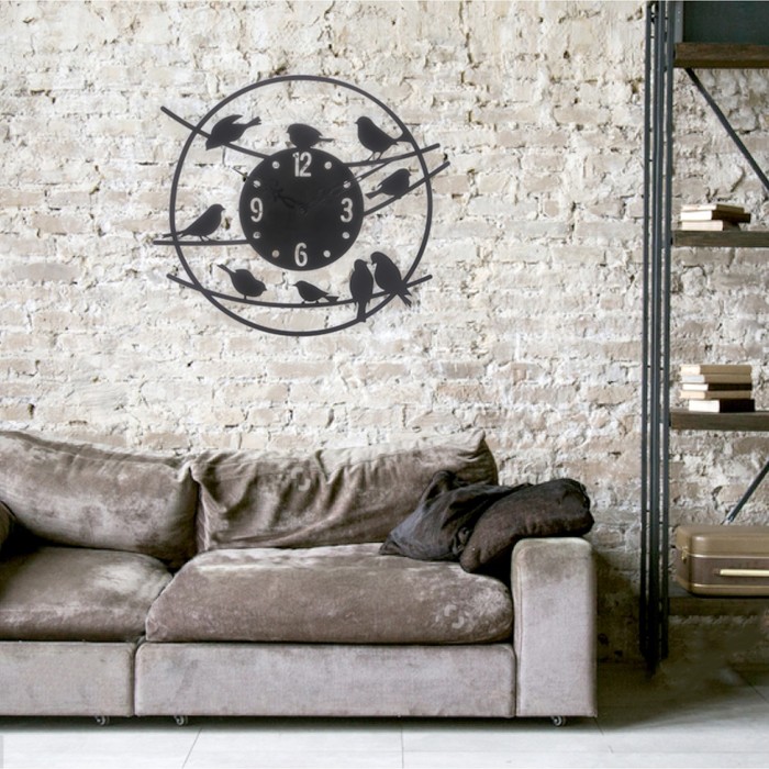 Часы настенные из металла "Птицы", стиль лофт, диаметр 45 см