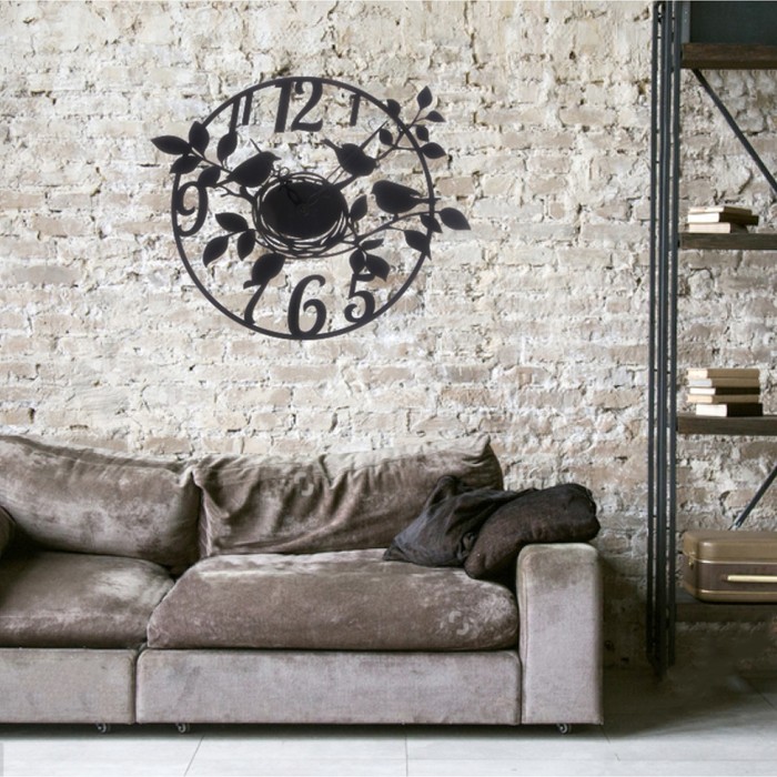 Часы настенные из металла "Природа", стиль лофт, диаметр 45 см
