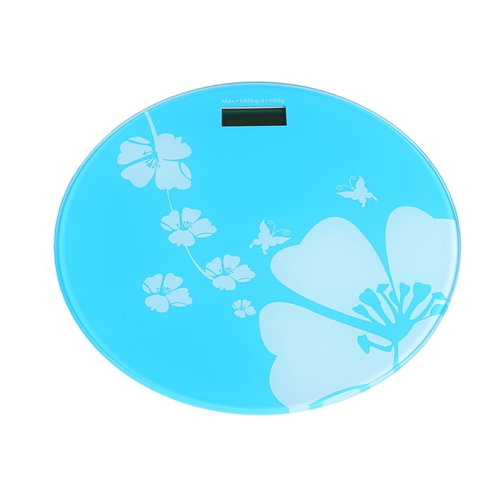 Весы напольные LuazOn LVK-01, электронные, до 180 кг, "Цветок", голубые