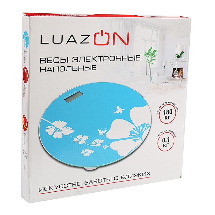 Весы напольные LuazOn LVK-01, электронные, до 180 кг, "Цветочный орнамент"