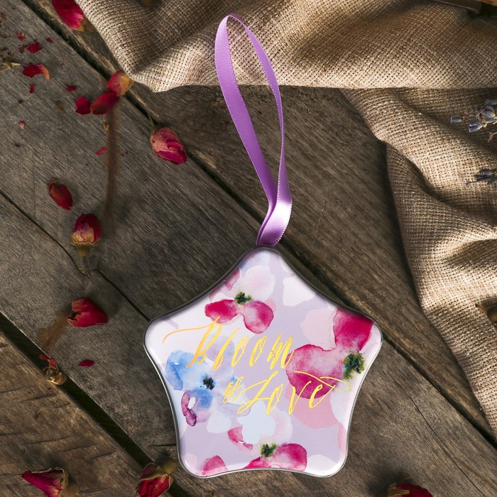 Шкатулка металл звёздочка "Акварельные лепестки" 3,6х8х8 см