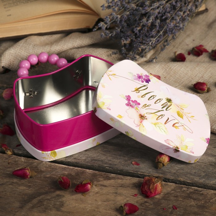 Шкатулка металл сумочка "Акварельные цветы" 4,5х13,5х12 см