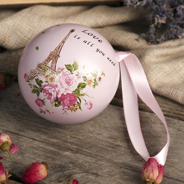 Шкатулка металл шар "Париж, цветы" 6,5х6,5х6,5 см