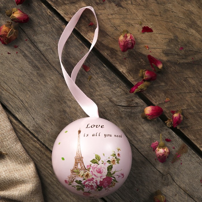Шкатулка металл шар "Париж, цветы" 6,5х6,5х6,5 см