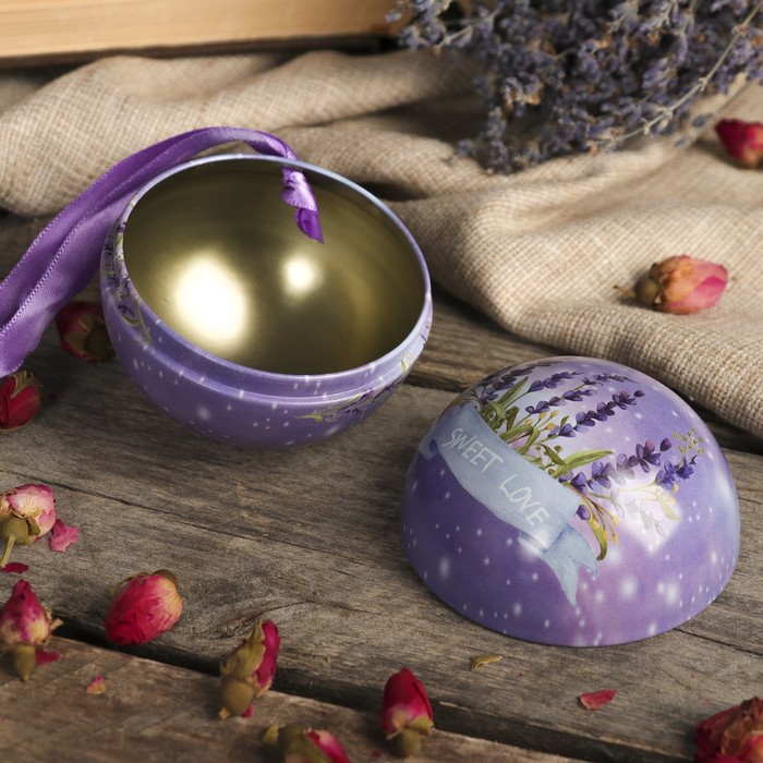 Шкатулка металл шар "Лаванда. Свадьба" 6,5х6,5х6,5 см