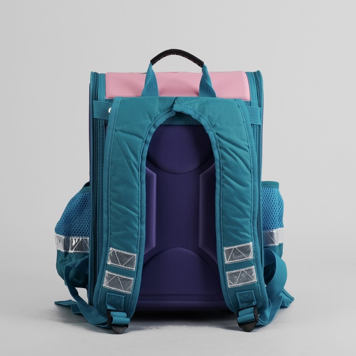 Ранец школьный каркасный с ортопедической спинкой 35*26*16 см 2 отделения 3 кармана «Цветы»