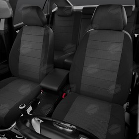 

Авточехлы для Audi A1 8X с 2010-2018 г., хэтчбек, жаккард, креп, экокожа, цвет чёрный
