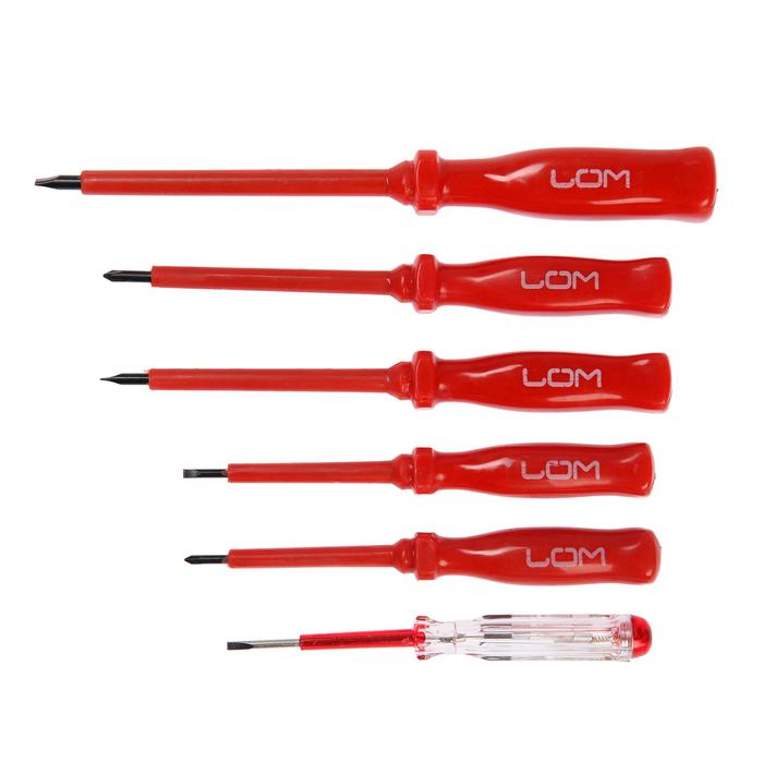 Набор отверток диэлектрических LOM, тестер, 6 предметов