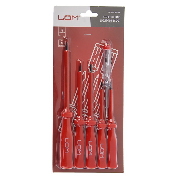 Набор отверток диэлектрических LOM, тестер, 6 предметов