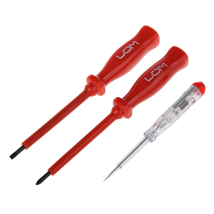 Набор отверток диэлектрических LOM, тестер, 3 предмета