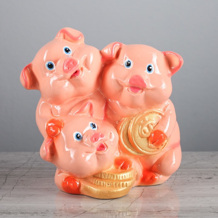 Копилка "Три поросёнка с монетами" глянец