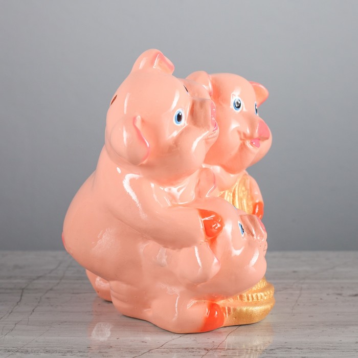 Копилка "Три поросёнка с монетами" глянец